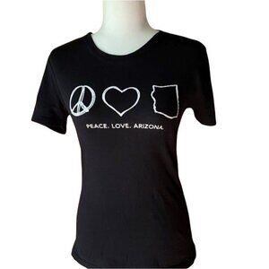 'Peace. Love. Arizona.' Womens Short Sleeve Graphic T-Shirt-Medium-GUC